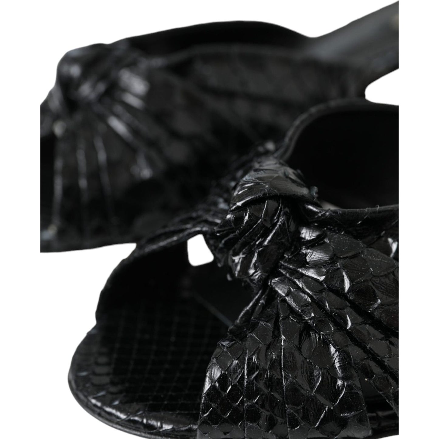 Dolce & Gabbana Black Exotic Leather Heels Slides Shoes LA11030-36.5