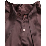 Dolce & Gabbana Brown Ascot Collar Long Sleeve Top Blouse