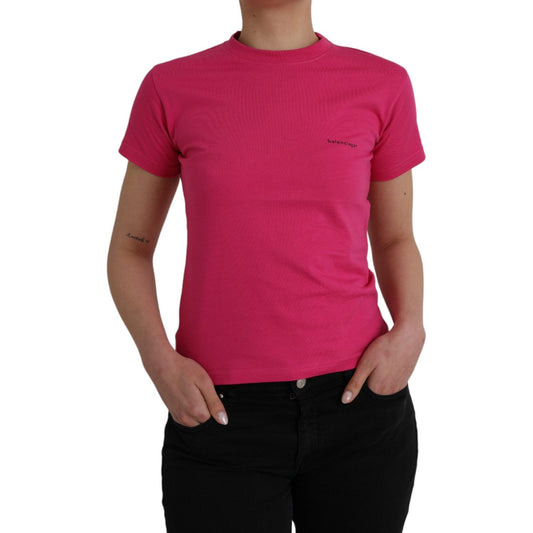 Balenciaga Pink Cotton Crew Neck Short Sleeves Tee Top T-shirt TSH85045-XS