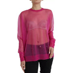 Dolce & Gabbana Pink Transparent Crewneck Long Sleeves Top TSH84792-40