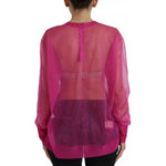 Dolce & Gabbana Pink Transparent Crewneck Long Sleeves Top TSH84792-40
