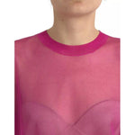 Dolce & Gabbana Pink Transparent Crewneck Long Sleeves Top TSH84792-40
