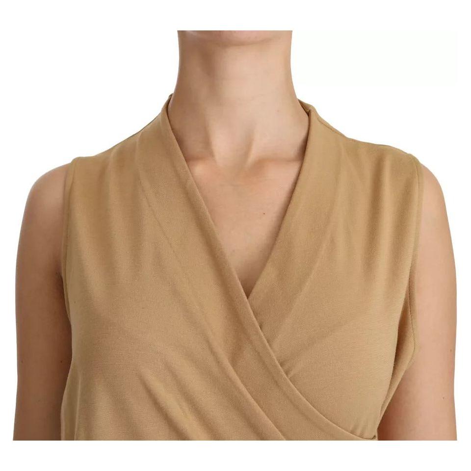 Ralph Lauren Brown V-neck Shift Knee Length Viscose Dress