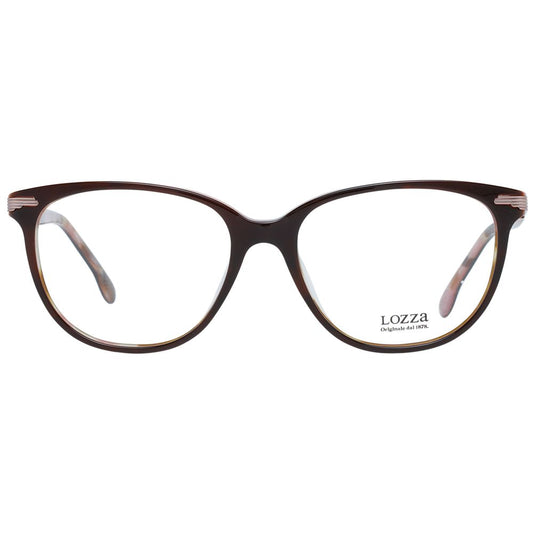 Lozza Brown Women Glasses Frame, full-rim butterfly style plastic frame, size 54-17-140, includes branded case, brown color.