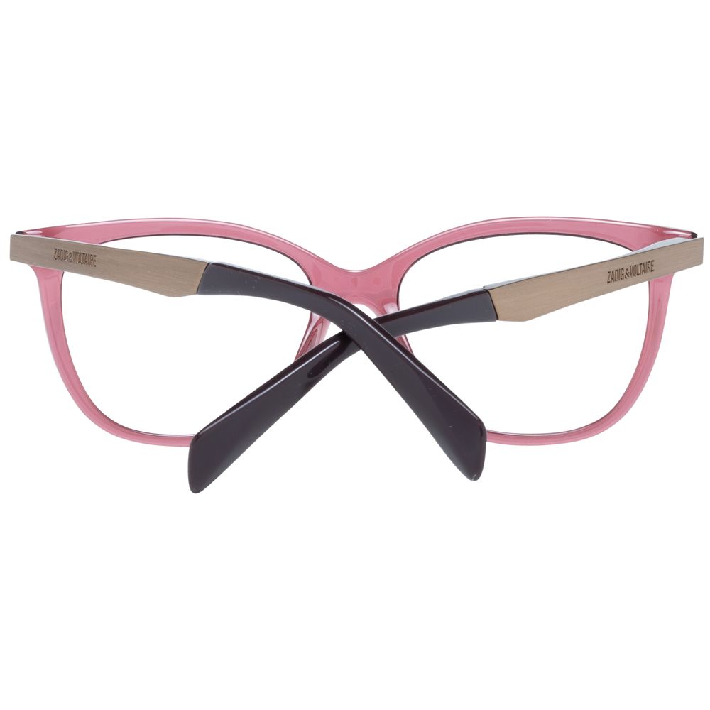 Zadig & Voltaire Red Women Glasses Frame, rectangular full-rim style, red plastic with spring hinge, size 52-17-140, includes branded case.