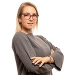 Woman wearing Zadig & Voltaire Red Women Glasses Frame with plastic rectangular lenses.