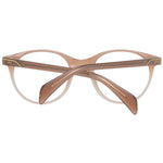 Maje Beige Women Glasses Frame, round full-rim acetate with demo lenses, stylish beige color, size 49-19-140, includes branded case.