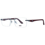 BMW Gray Men Glasses Frame in gunmetal, metal rectangle full-rim style, demo lenses, size 56-19-145, with branded case.