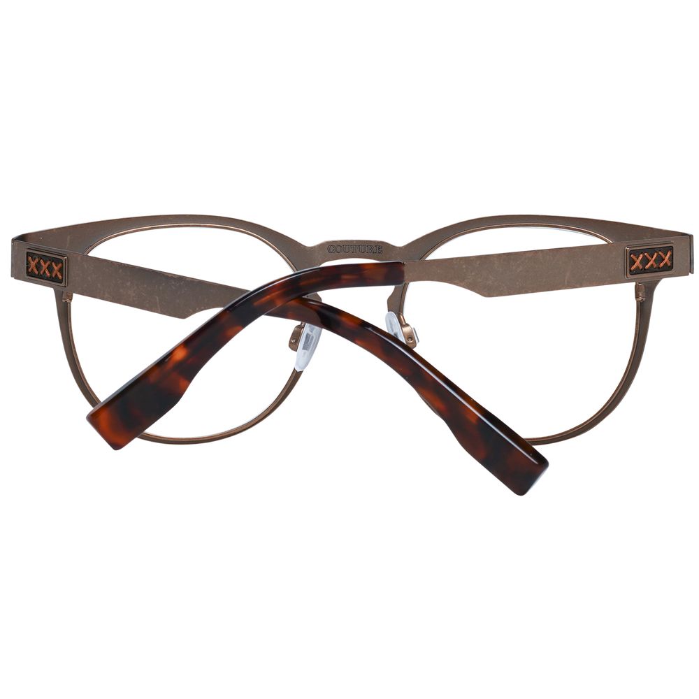Ermenegildo Zegna Bronze Men Glasses Frame with full-rim titanium and stylish round design for men.