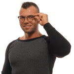 Man wearing Ermenegildo Zegna Bronze Men Glasses Frame, showcasing stylish full-rim round titanium eyewear for men.