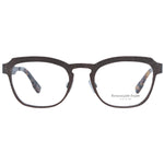 Front view of Ermenegildo Zegna Bronze Men Glasses Frame in full-rim trapezium style with titanium material and demo lenses.
