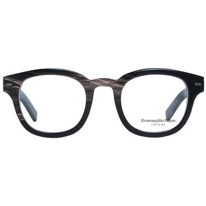 Ermenegildo Zegna Black Horn Glasses (Frames), men's full-rim square design, black horn material, 47mm width, spring hinge, branded case included.
