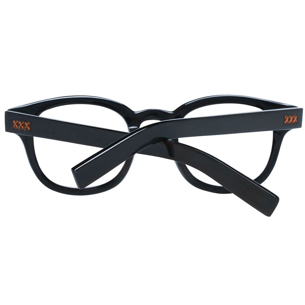 Ermenegildo Zegna Black Horn Glasses (Frames) with full-rim square style and spring hinge, featuring black horn frame.