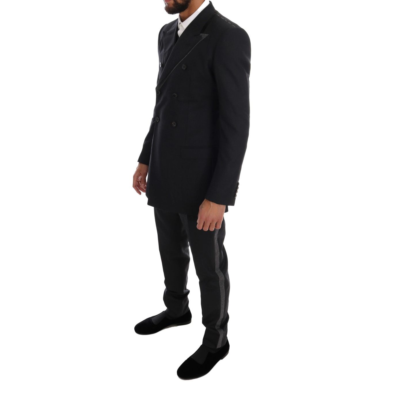 Dolce & Gabbana Gray Wool Double Breasted 3 Piece Suit