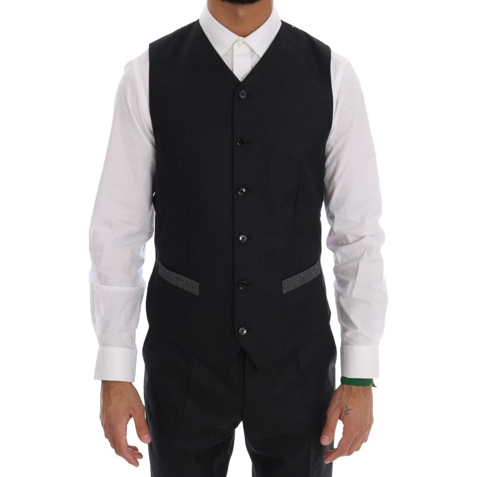 Dolce & Gabbana Gray Wool Double Breasted 3 Piece Suit