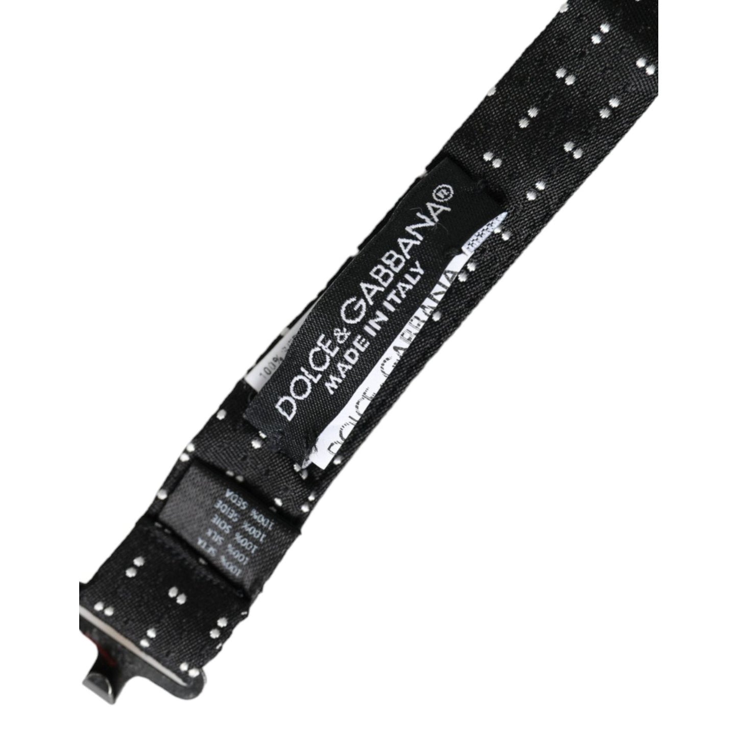 Dolce & Gabbana Black Silk Patterned Adjustable Neck Men Papillon Bow Tie