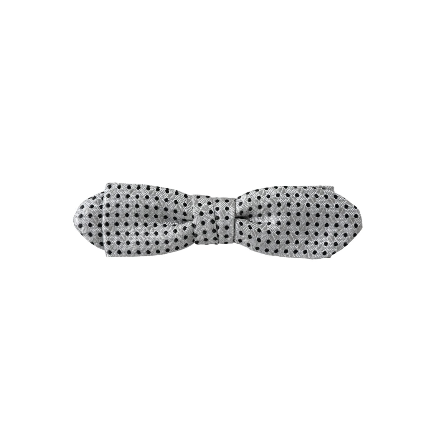 Dolce & Gabbana Gray Silk Polka Dot Adjustable Neck Men Papillon Bow Tie