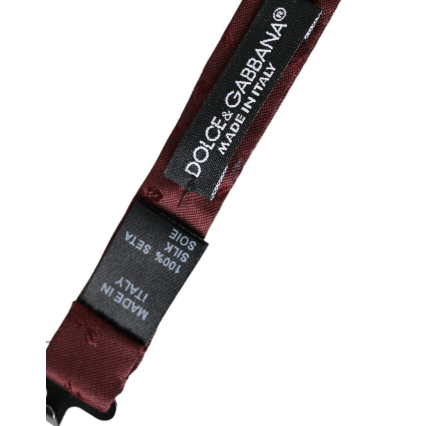 Dolce & Gabbana Maroon Floral Silk Adjustable Neck Men Bow Tie