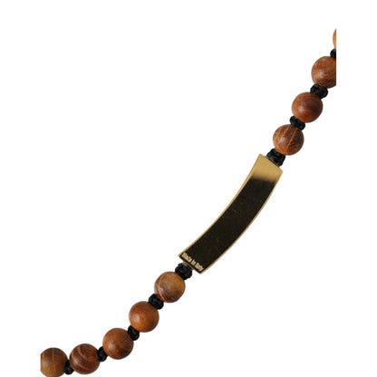 Dolce & Gabbana Black Gold Wooden Beaded Logo Pendant