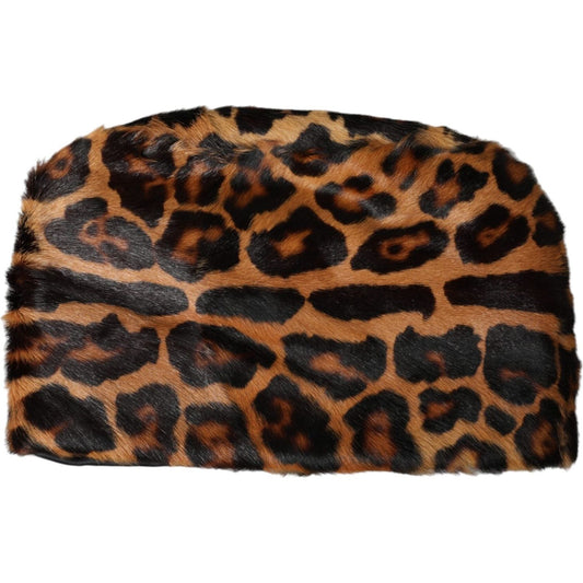 Dolce & Gabbana Brown Leopard Fur Women Bucket Hat HAT9555-58
