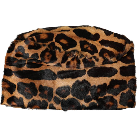 Dolce & Gabbana Brown Leopard Fur Women Bucket Hat HAT9555-58