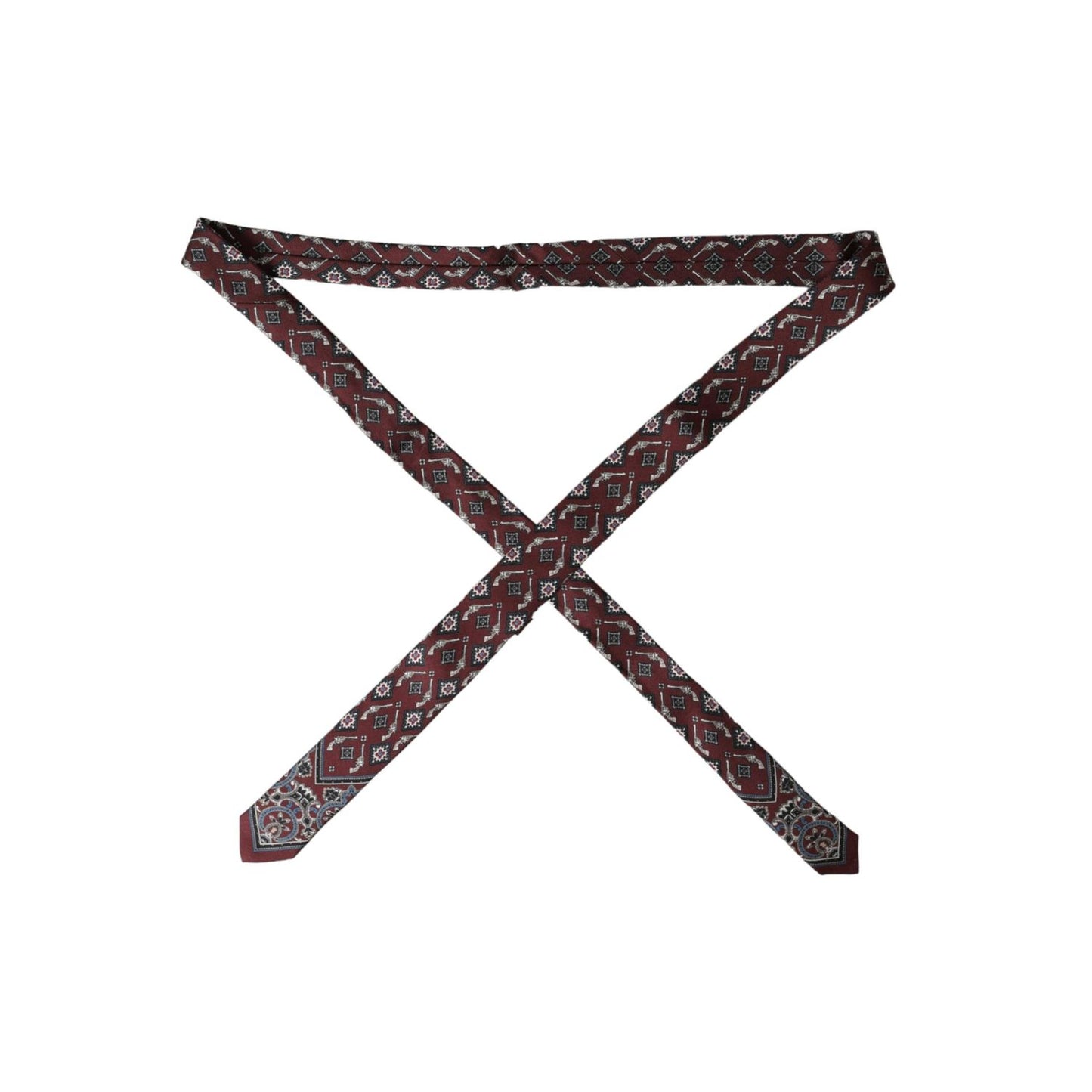Dolce & Gabbana Bordeaux Printed 100% Silk Adjustable Men Tie