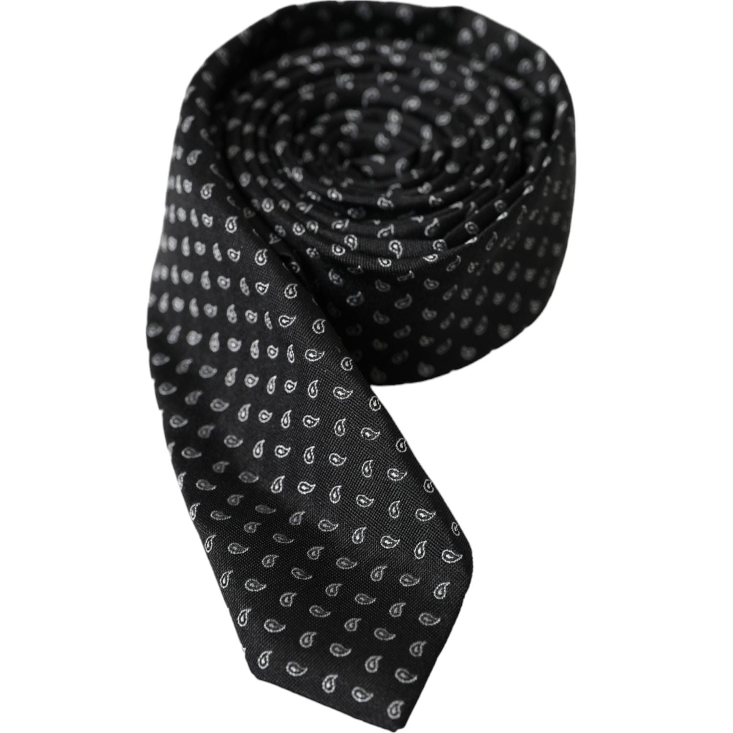 Dolce & Gabbana Black Jacquard Patterned Silk Adjustable Men Tie