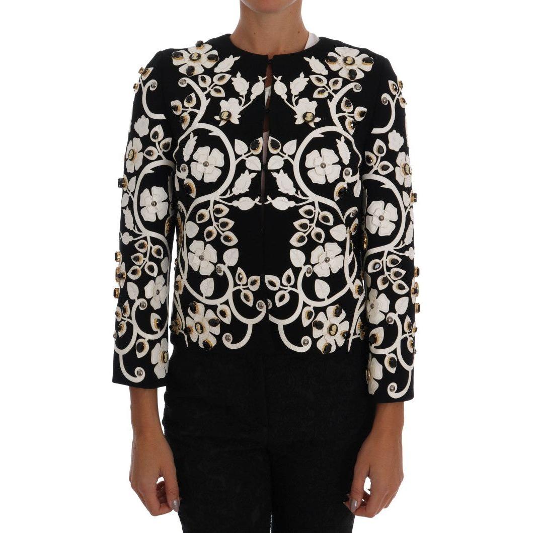 Dolce & Gabbana Black Baroque Floral Crystal Jacket Coats & Jackets