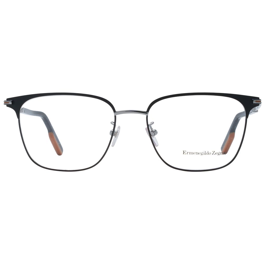 Ermenegildo Zegna Black Metal Glasses (Frames) full-rim square style with black color and demo lenses, perfect for men.