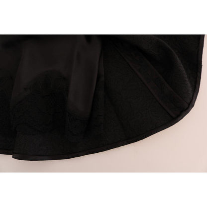 Dolce & Gabbana Black Floral Jacquard Silk A-Line Skirt