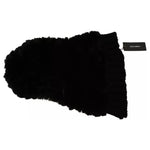 Dolce & Gabbana Black Silver Fox Fur Cashmere Hooded Scarf HAT70078