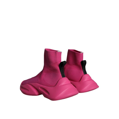 Dolce & Gabbana Pink Logo Print Slip On Socks Sneakers Shoes