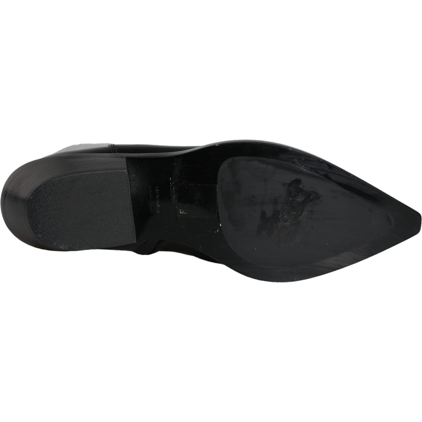 Dolce & Gabbana Black Leather Ankle Boots Booties Shoes