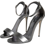 Dolce & Gabbana Silver KEIRA Heels Ankle Strap Sandals Shoes