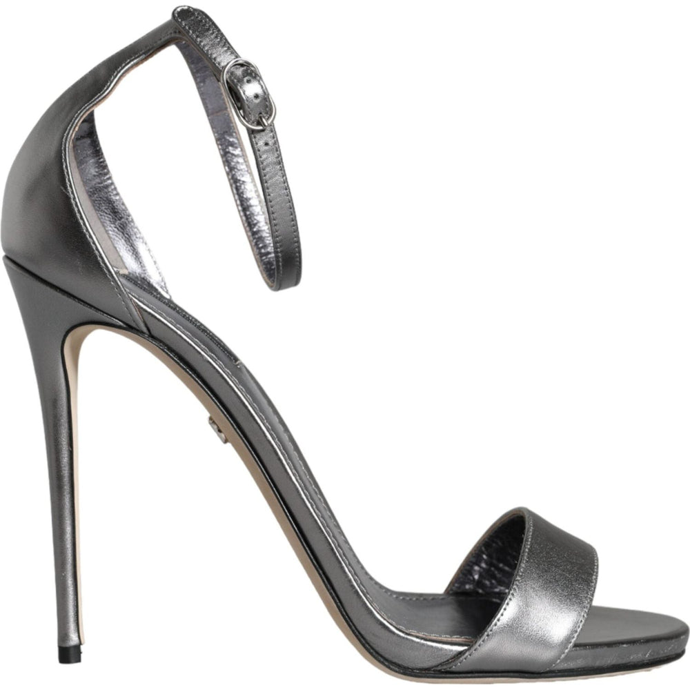 Dolce & Gabbana Silver KEIRA Heels Ankle Strap Sandals Shoes