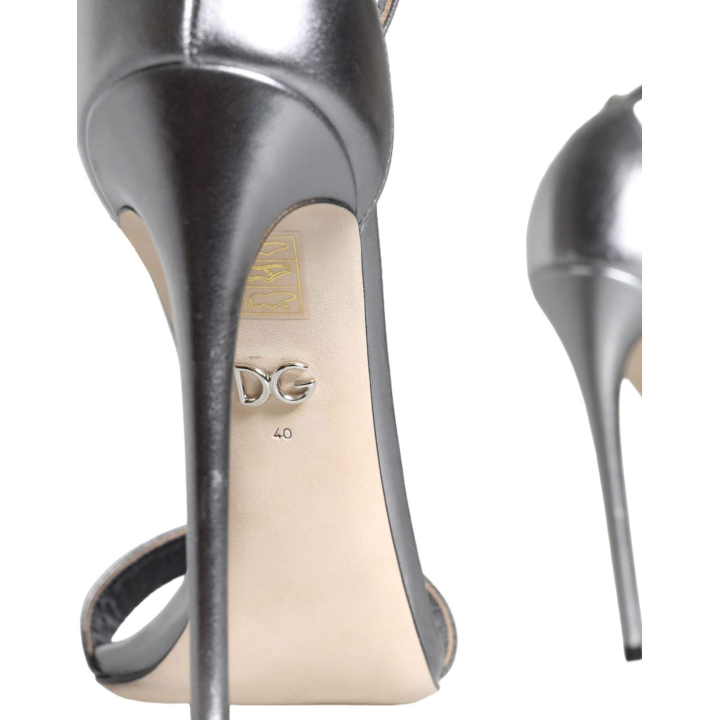 Dolce & Gabbana Silver KEIRA Heels Ankle Strap Sandals Shoes