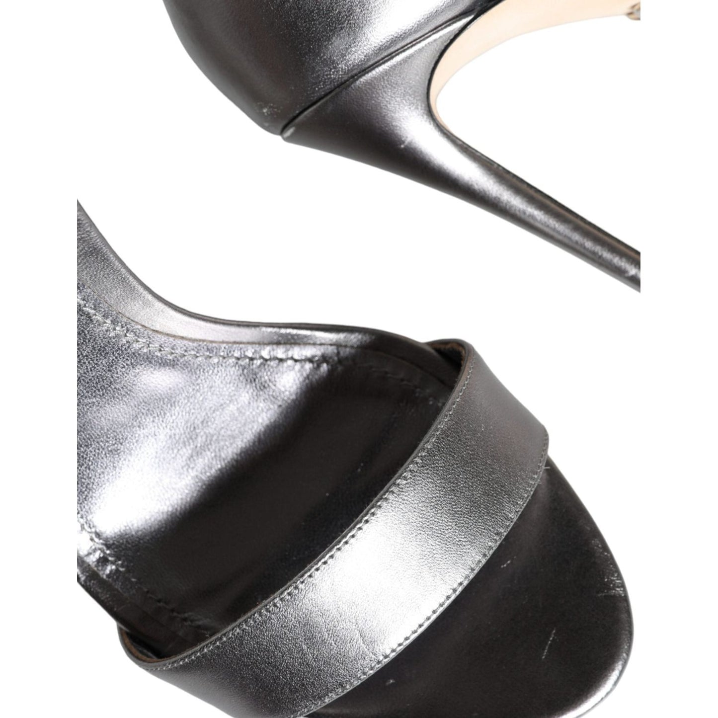 Dolce & Gabbana Silver KEIRA Heels Ankle Strap Sandals Shoes