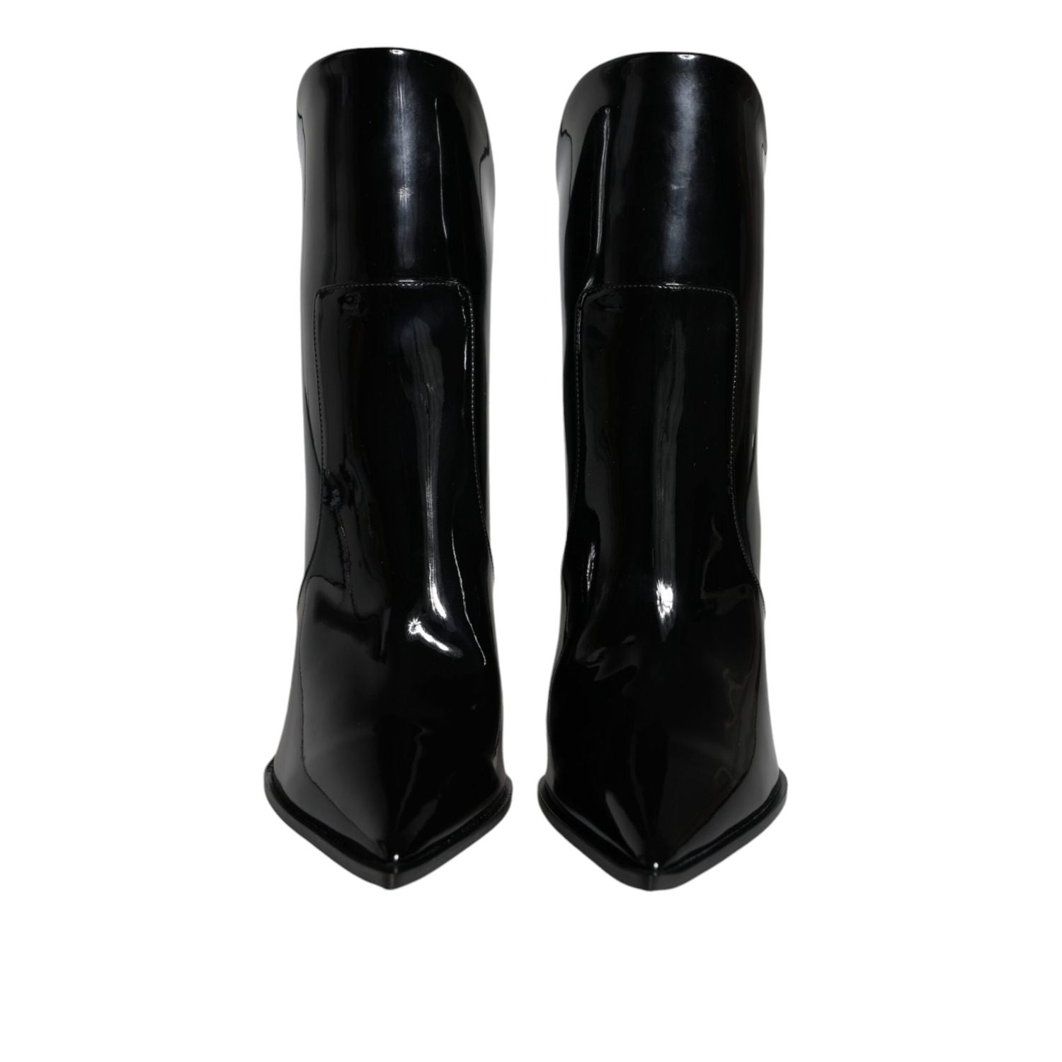Dolce & Gabbana Black Patent Leather Pointed Ankle Boots Shoes