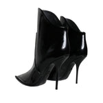 Dolce & Gabbana Black Patent Leather Pointed Ankle Boots Shoes