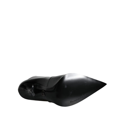 Dolce & Gabbana Black Patent Leather Pointed Ankle Boots Shoes