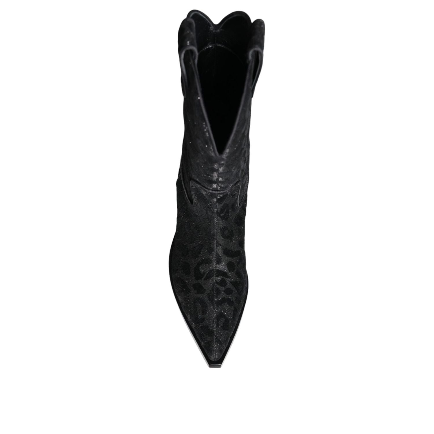 Dolce & Gabbana Black Gray Leopard Cowboy Boots Shoes