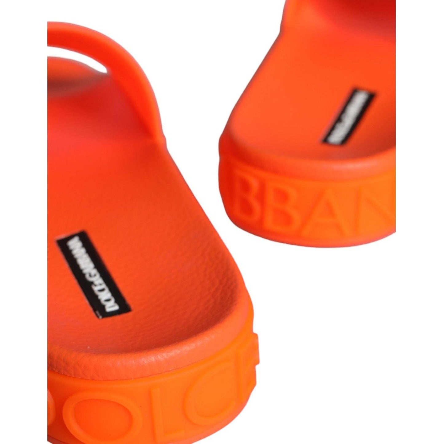 Dolce & Gabbana Orange Rubber Slides Sandals Beachwear Shoes