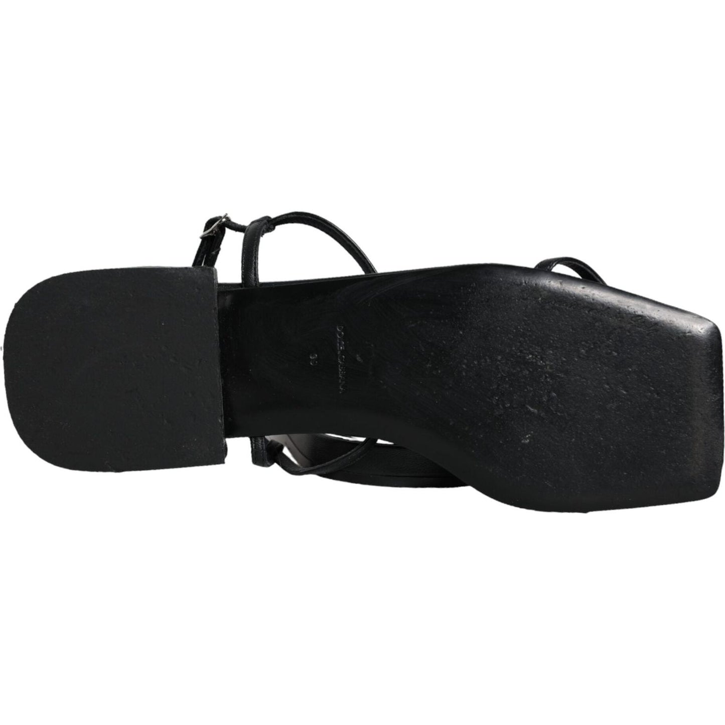 Dolce & Gabbana Black Leather Logo Ankle Strap Keira Sandals Shoes