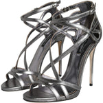 Dolce & Gabbana Silver Keira Leather Heels Sandals Shoes