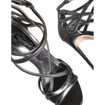 Dolce & Gabbana Silver Keira Leather Heels Sandals Shoes