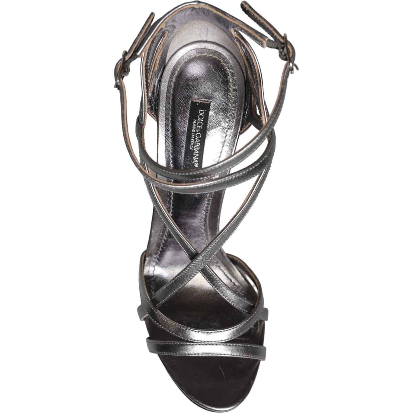 Dolce & Gabbana Silver Keira Leather Heels Sandals Shoes