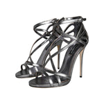 Dolce & Gabbana Silver Keira Leather Heels Sandals Shoes