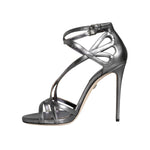 Dolce & Gabbana Silver Keira Leather Heels Sandals Shoes