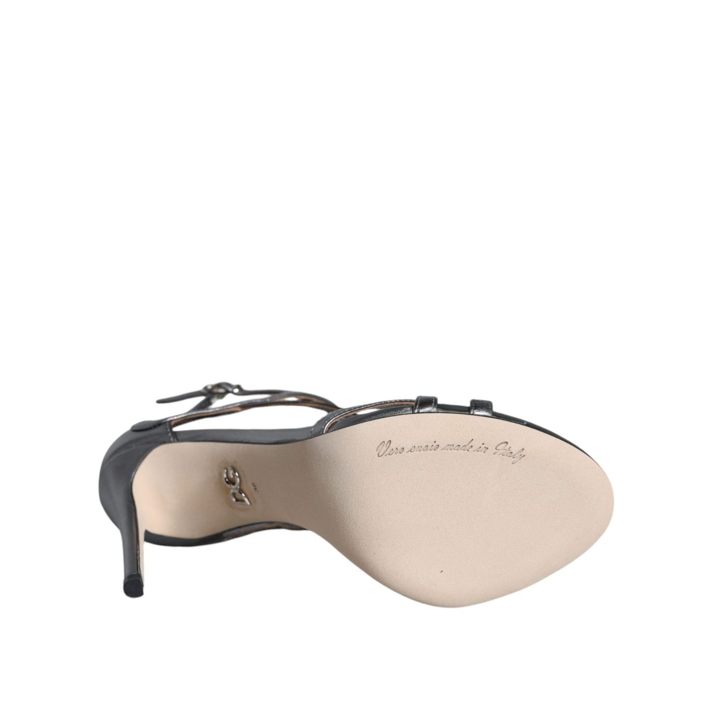 Dolce & Gabbana Silver Keira Leather Heels Sandals Shoes