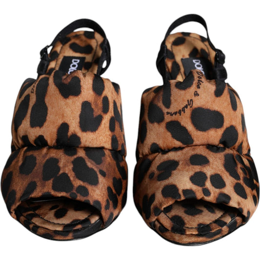 Dolce & Gabbana Brown Leopard Keira Slingback Sandals Shoes LA11520-36.5